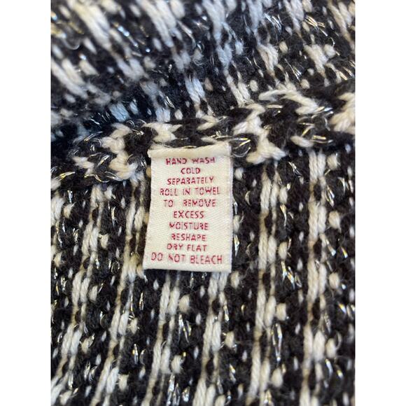 JM Collection Black Silver Thread Sweater Cardigan Jacket Size PM Cotton Blend - Picture 12 of 13